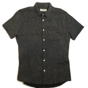 !Solid Denmark Button Up Shirt Mens Large Short Sleeve Black Polka Dot Soft